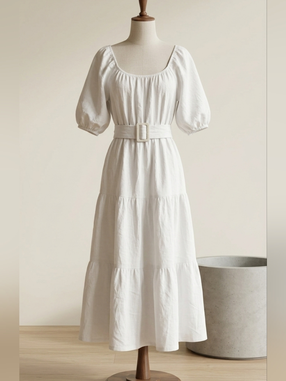 Lusana White  Linen Maxi Dress Sz 4
